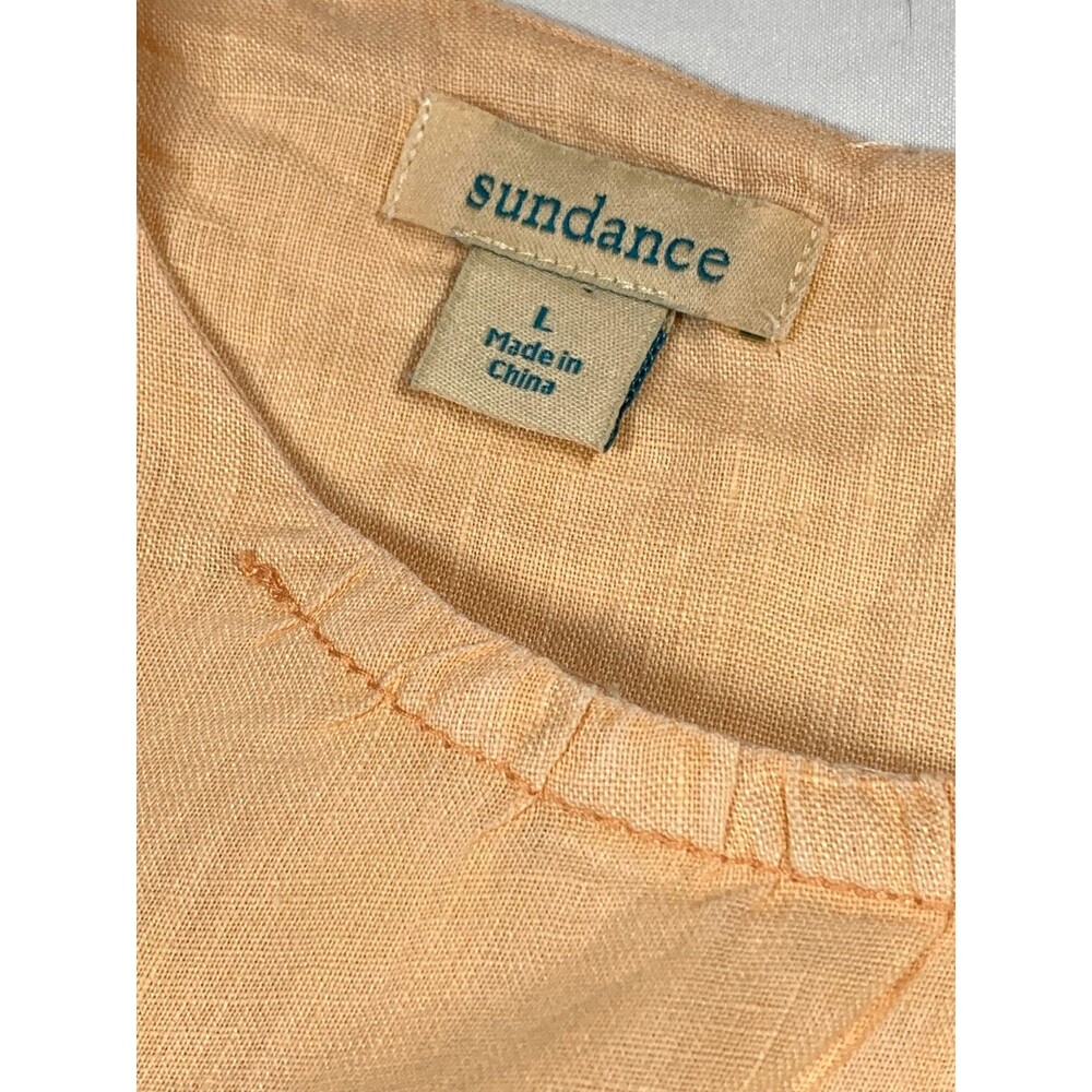 Sundance Willa Whisper Linen Flutter Sleeve Top Large Peach Pastel Lagenlook - Picture 3 of 10
